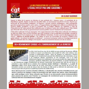 La militarisation de la jeunesse - L’école n’est pas une caserne !