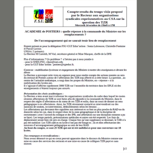 ACADEMIE de POITIERS : quelle réponse à la commande du Ministre sur les remplacements