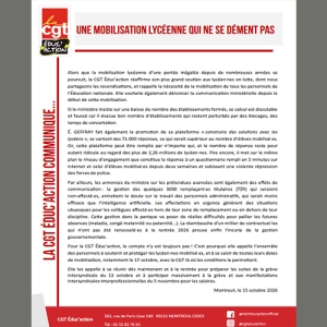 Une mobilisation lycéenne qui ne se dément pas 