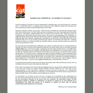 Lycéen·nes mobilisé·es : le compte n’y est pas !